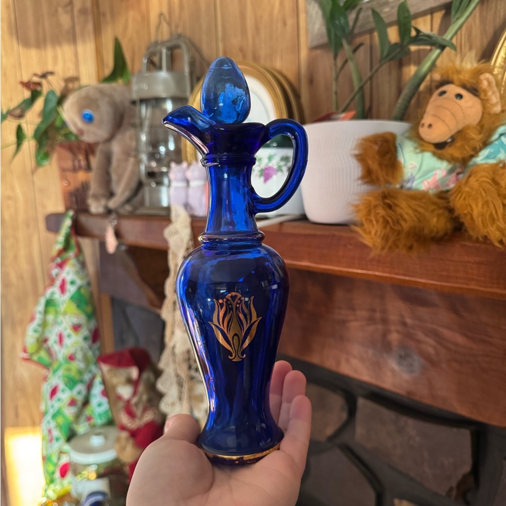 Avon Royal Blue Vase with Gold Detailing